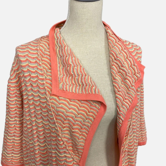 Spanner Women’s Cardigan Open Longline Short Sleeve Spring Multi Colour Large - Picture 3 of 11